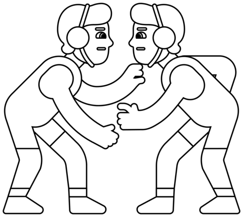 Men Wrestling Emoji Coloring Page